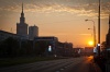 WARSAW_008, warsaw, city, street, palace of culture, alleys of jerusalem, sunrise, sun, clouds, cent